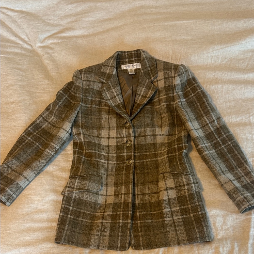 Jones New York Brown &Beige Plaid Blazer 6P
